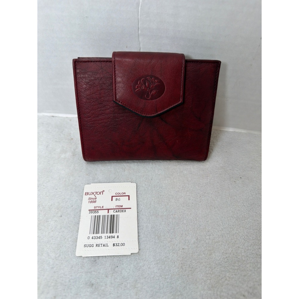 NWT VTG Buxton Heiress Wallet Burgundy Leather Double Carded Top Grain Cowhide
